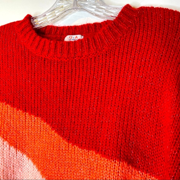 Valentines Red Pink Ombré Sweater Q+A L.A. Med - Picture 4 of 6